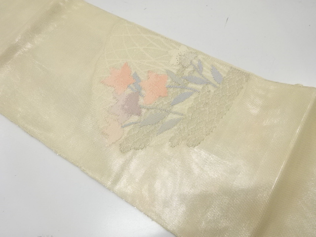 JAPANESE FUKURO OBI FOR SUMMER / WOVEN BALLOON FLOWER